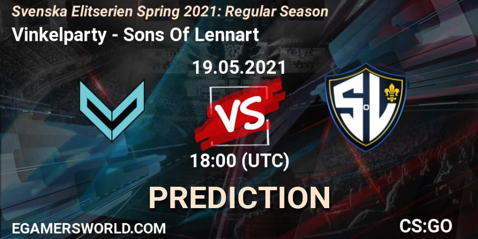 Vinkelparty - Sons Of Lennart: ennuste. 19.05.2021 at 18:00, Counter-Strike (CS2), Svenska Elitserien Spring 2021: Regular Season