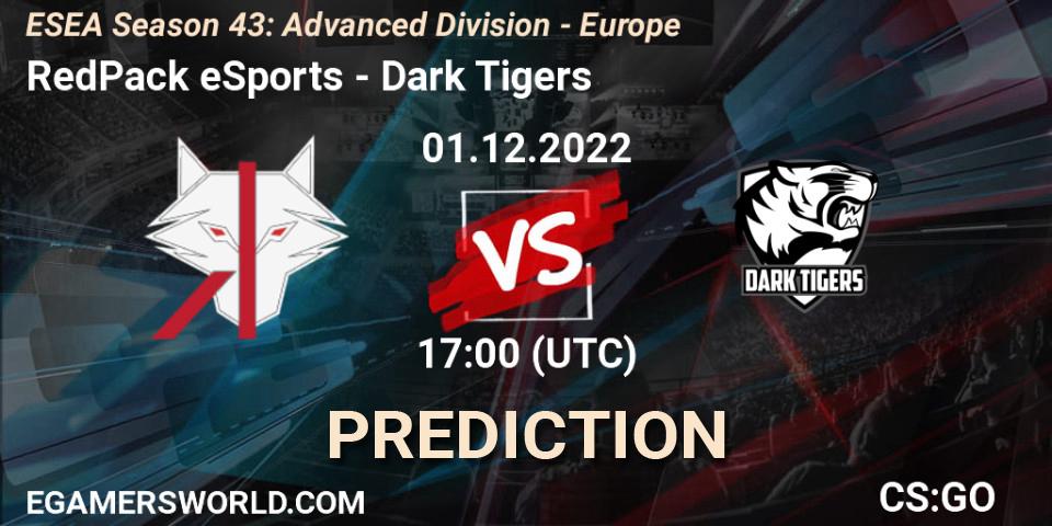 RedPack eSports - Dark Tigers: ennuste. 01.12.22, CS2 (CS:GO), ESEA Season 43: Advanced Division - Europe