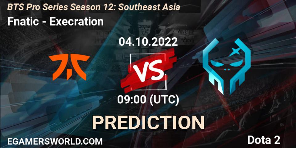 Fnatic - Execration: ennuste. 04.10.2022 at 09:00, Dota 2, BTS Pro Series Season 12: Southeast Asia