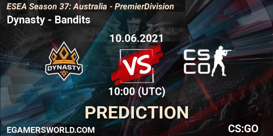 Dynasty - Bandits: ennuste. 10.06.2021 at 10:00, Counter-Strike (CS2), ESEA Season 37: Australia - Premier Division