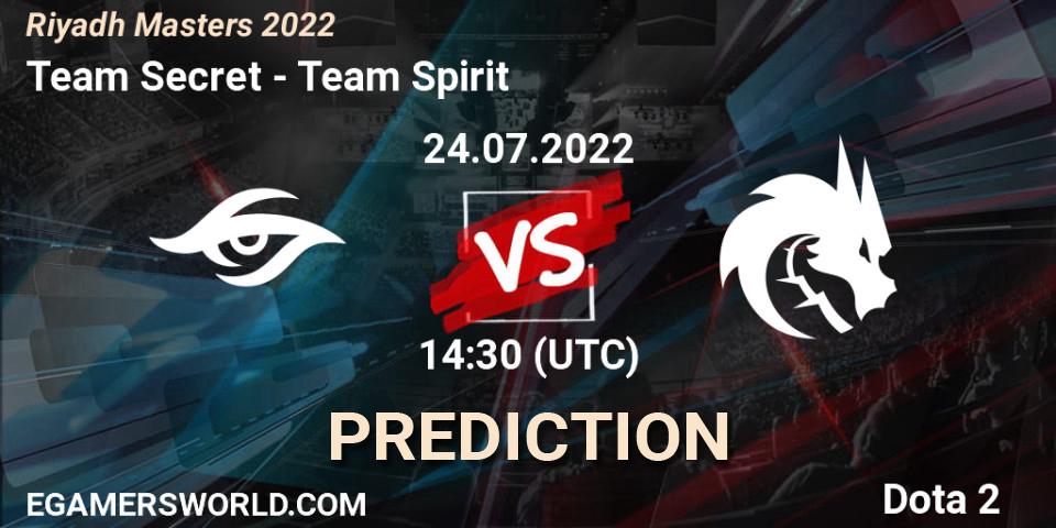 Team Secret - Team Spirit: ennuste. 24.07.2022 at 14:32, Dota 2, Riyadh Masters 2022
