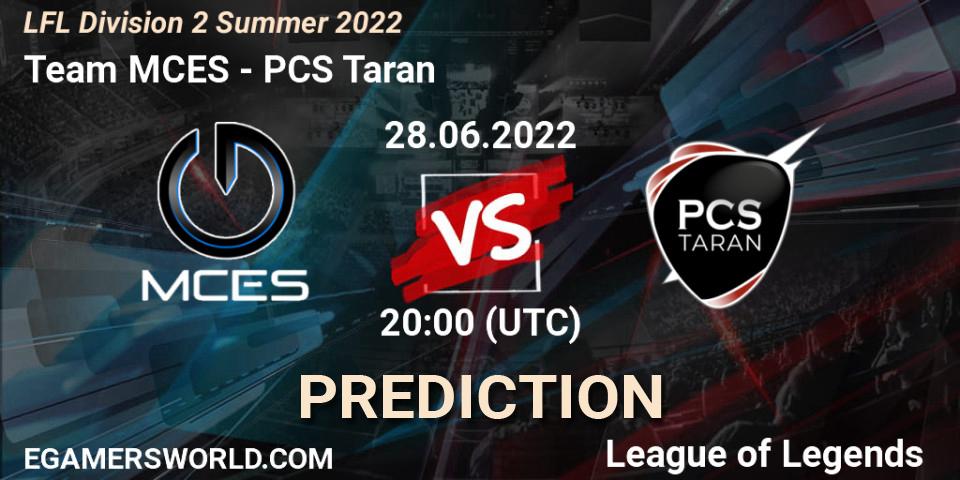Team MCES - PCS Taran: ennuste. 28.06.2022 at 20:00, LoL, LFL Division 2 Summer 2022