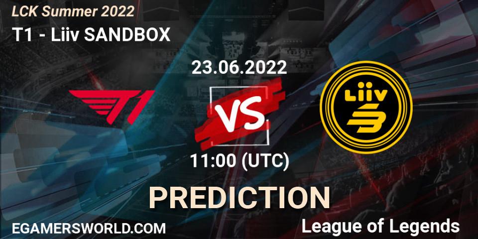T1 - SANDBOX Gaming: ennuste. 23.06.22, LoL, LCK Summer 2022