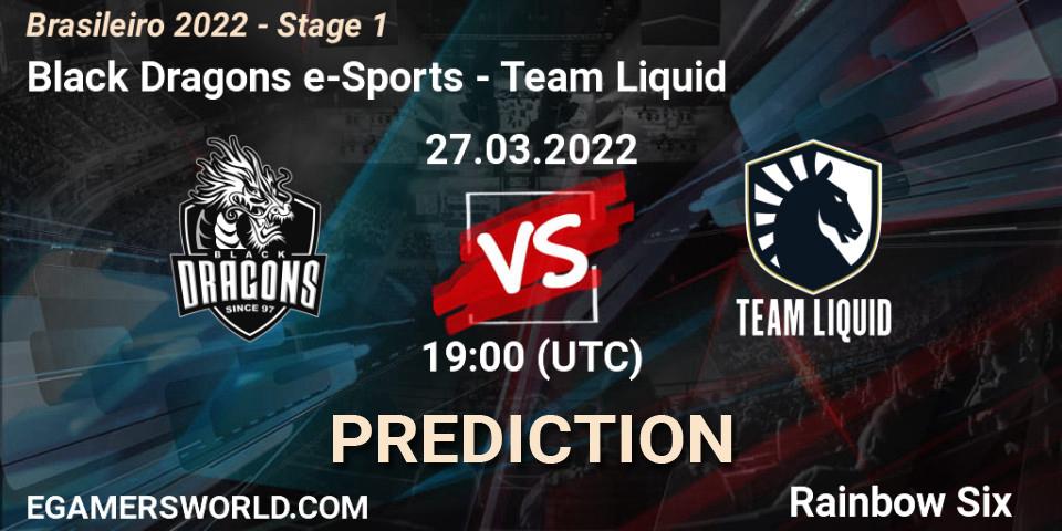 Black Dragons e-Sports - Team Liquid: ennuste. 27.03.2022 at 19:00, Rainbow Six, Brasileirão 2022 - Stage 1