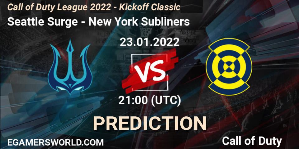 Seattle Surge - New York Subliners: ennuste. 23.01.22, Call of Duty, Call of Duty League 2022 - Kickoff Classic