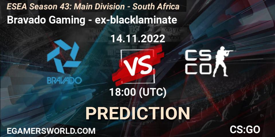 Bravado Gaming - ex-blacklaminate: ennuste. 15.11.22, CS2 (CS:GO), ESEA Season 43: Main Division - South Africa