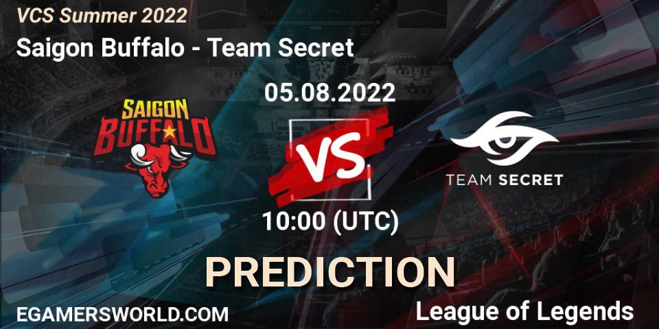 Saigon Buffalo - Team Secret: ennuste. 05.08.2022 at 10:00, LoL, VCS Summer 2022
