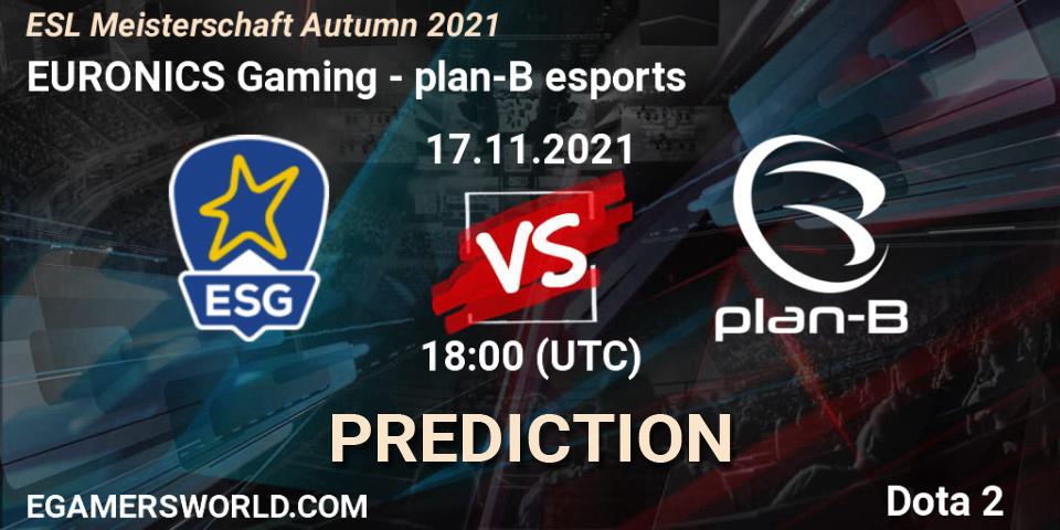 EURONICS Gaming - plan-B esports: ennuste. 17.11.2021 at 18:04, Dota 2, ESL Meisterschaft Autumn 2021
