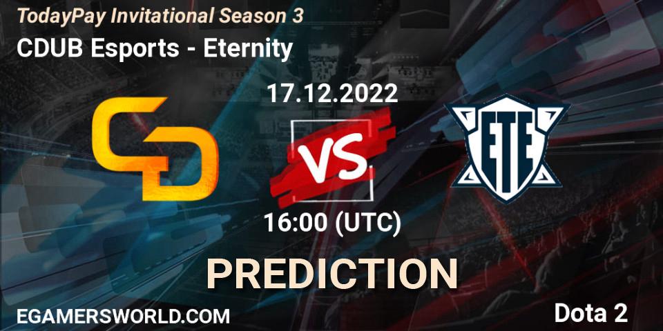 CDUB Esports - Eternity: ennuste. 17.12.2022 at 17:05, Dota 2, TodayPay Invitational Season 3
