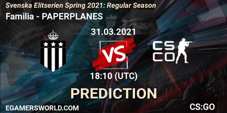 Familia - PAPERPLANES: ennuste. 31.03.2021 at 18:10, Counter-Strike (CS2), Svenska Elitserien Spring 2021: Regular Season