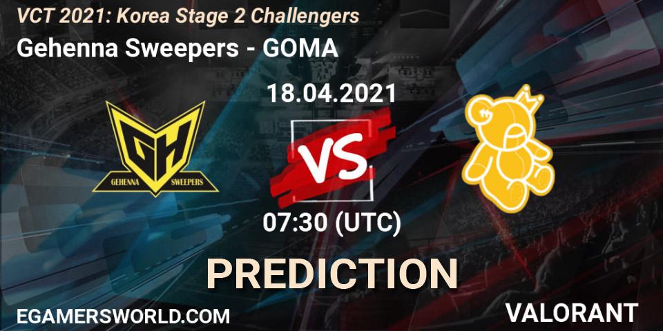 Gehenna Sweepers - GOMA: ennuste. 18.04.2021 at 07:30, VALORANT, VCT 2021: Korea Stage 2 Challengers