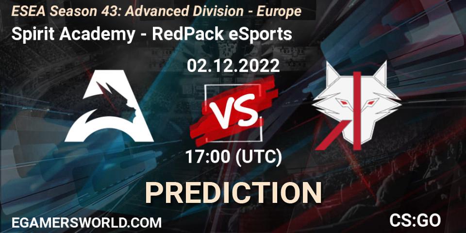 Spirit Academy - RedPack eSports: ennuste. 02.12.22, CS2 (CS:GO), ESEA Season 43: Advanced Division - Europe