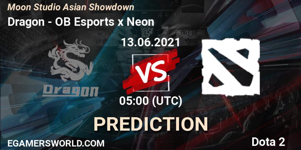 Dragon - OB Esports x Neon: ennuste. 13.06.2021 at 06:01, Dota 2, Moon Studio Asian Showdown