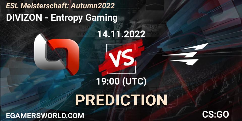 DIVIZON - Entropy Gaming: ennuste. 17.11.2022 at 19:00, Counter-Strike (CS2), ESL Meisterschaft: Autumn 2022