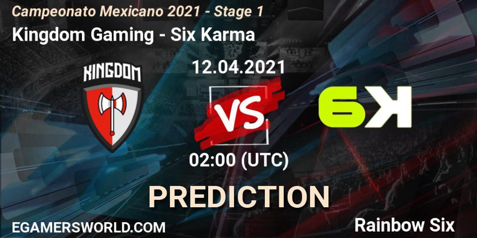 Kingdom Gaming - Six Karma: ennuste. 12.04.2021 at 01:00, Rainbow Six, Campeonato Mexicano 2021 - Stage 1