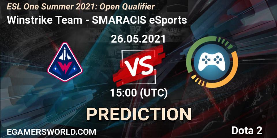 Winstrike Team - SMARACIS eSports: ennuste. 26.05.2021 at 15:06, Dota 2, ESL One Summer 2021: Open Qualifier