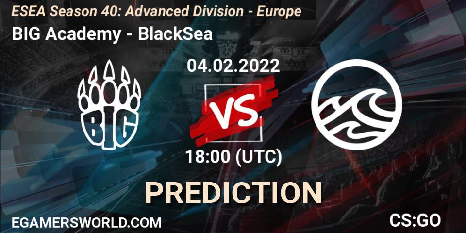 BIG Academy - BlackSea: ennuste. 04.02.2022 at 18:00, Counter-Strike (CS2), ESEA Season 40: Advanced Division - Europe