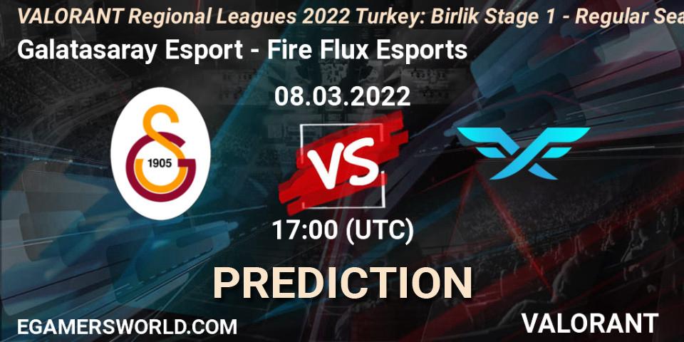 Galatasaray Esport - Fire Flux Esports: ennuste. 08.03.2022 at 17:45, VALORANT, VALORANT Regional Leagues 2022 Turkey: Birlik Stage 1 - Regular Season
