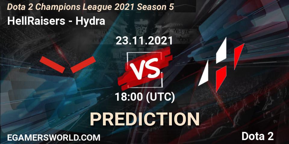HellRaisers - Hydra: ennuste. 23.11.2021 at 18:24, Dota 2, Dota 2 Champions League 2021 Season 5