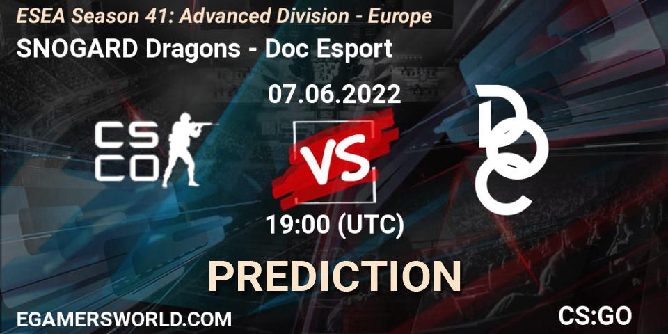 SNOGARD Dragons - Doc Esport: ennuste. 07.06.2022 at 19:00, Counter-Strike (CS2), ESEA Season 41: Advanced Division - Europe
