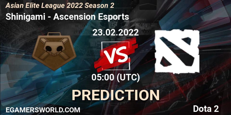 Shinigami - Ascension Esports: ennuste. 23.02.2022 at 04:58, Dota 2, Asian Elite League 2022 Season 2