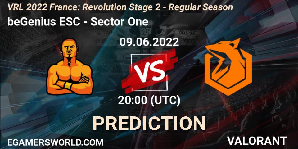 beGenius ESC - Sector One: ennuste. 09.06.2022 at 20:45, VALORANT, VRL 2022 France: Revolution Stage 2 - Regular Season