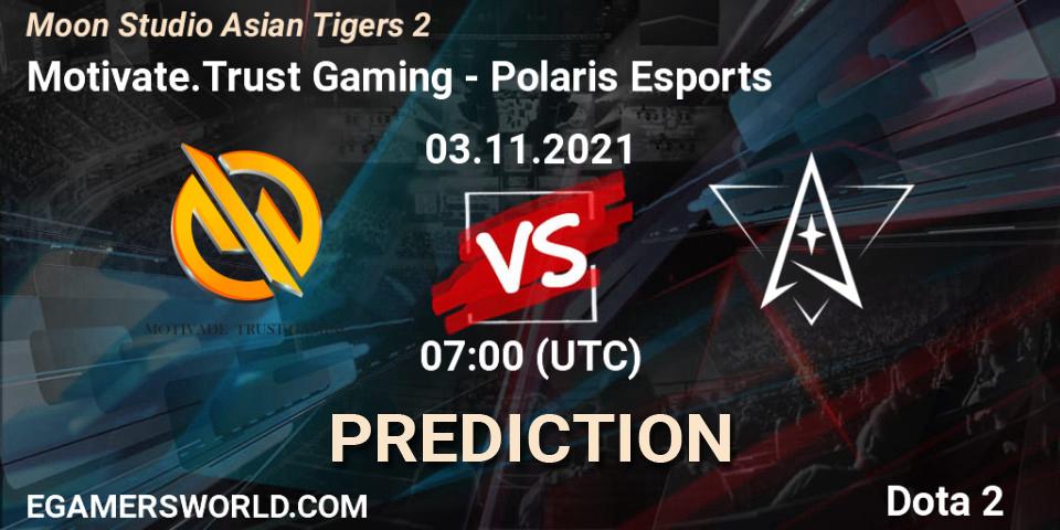 Motivate.Trust Gaming - Polaris Esports: ennuste. 03.11.2021 at 07:15, Dota 2, Moon Studio Asian Tigers 2