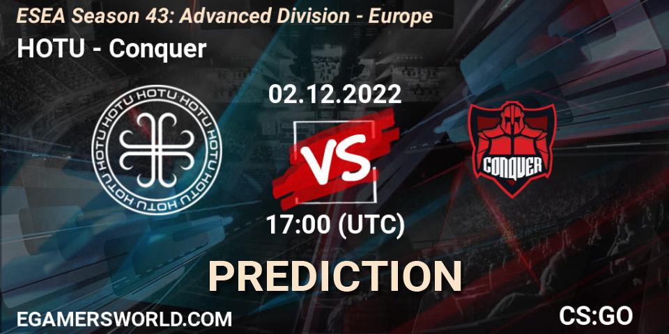 HOTU - Conquer: ennuste. 02.12.22, CS2 (CS:GO), ESEA Season 43: Advanced Division - Europe