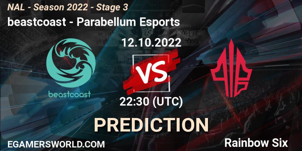 beastcoast - Parabellum Esports: ennuste. 12.10.2022 at 22:30, Rainbow Six, NAL - Season 2022 - Stage 3