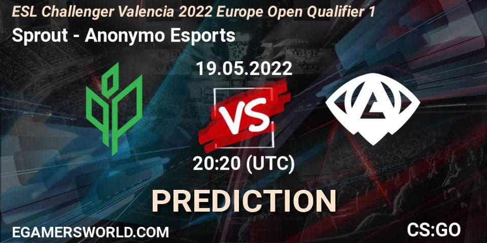 Sprout - Anonymo Esports: ennuste. 19.05.2022 at 20:20, Counter-Strike (CS2), ESL Challenger Valencia 2022 Europe Open Qualifier 1