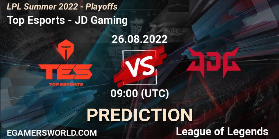 Top Esports - JD Gaming: ennuste. 26.08.2022 at 09:00, LoL, LPL Summer 2022 - Playoffs