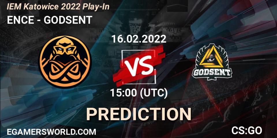 ENCE - GODSENT: ennuste. 16.02.2022 at 15:00, Counter-Strike (CS2), IEM Katowice 2022 Play-In