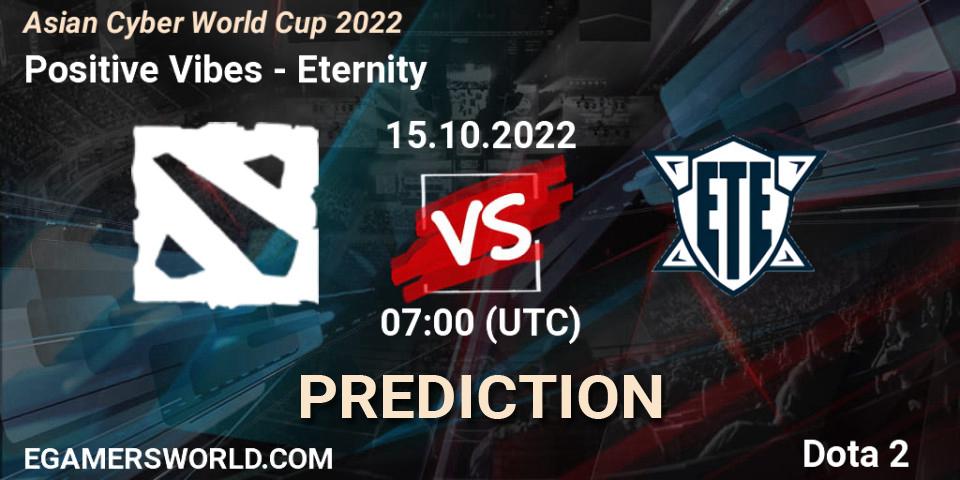 Positive Vibes - Eternity: ennuste. 14.10.2022 at 04:01, Dota 2, Asian Cyber World Cup 2022