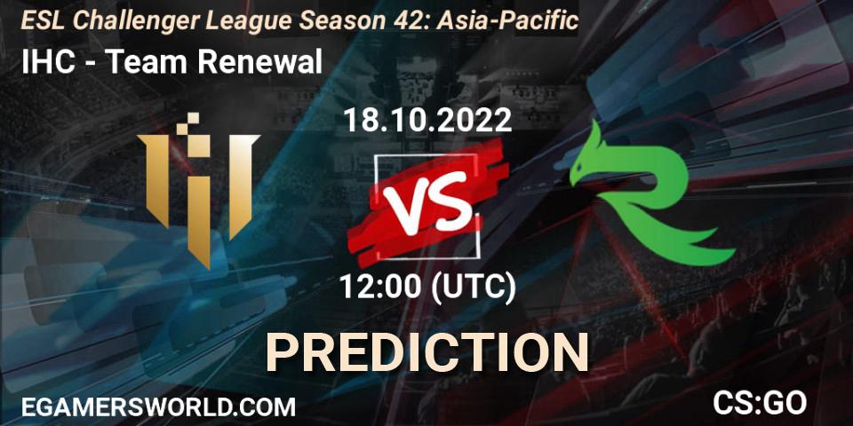 IHC - Team Renewal: ennuste. 18.10.2022 at 12:00, Counter-Strike (CS2), ESL Challenger League Season 42: Asia-Pacific