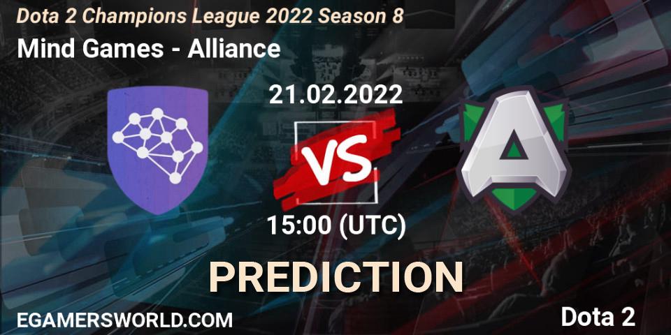 Mind Games - Alliance: ennuste. 21.02.2022 at 18:11, Dota 2, Dota 2 Champions League 2022 Season 8