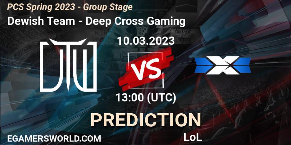 Dewish Team - Deep Cross Gaming: ennuste. 19.02.2023 at 11:30, LoL, PCS Spring 2023 - Group Stage