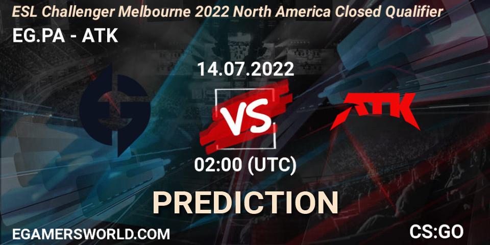 EG.PA - ATK: ennuste. 14.07.2022 at 02:00, Counter-Strike (CS2), ESL Challenger Melbourne 2022 North America Closed Qualifier