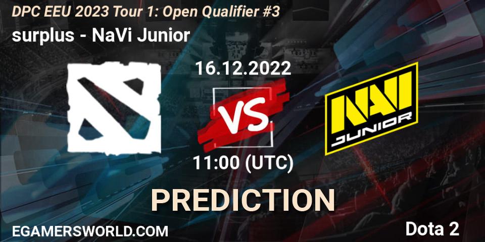surplus - NaVi Junior: ennuste. 16.12.2022 at 11:00, Dota 2, DPC EEU 2023 Tour 1: Open Qualifier #3