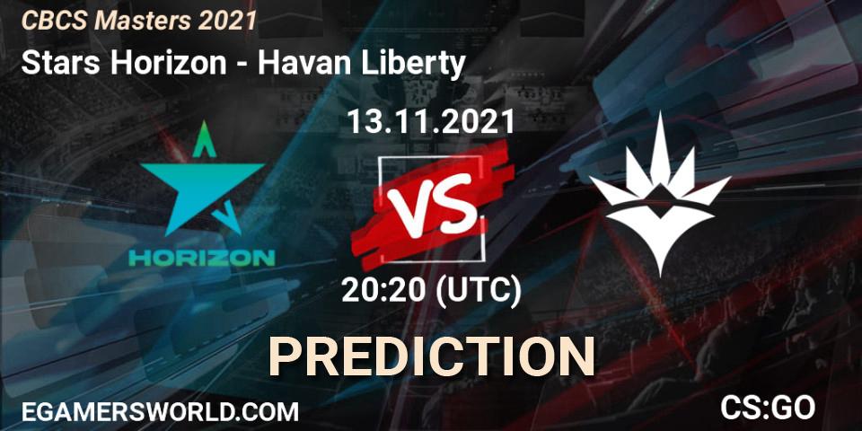 Stars Horizon - Havan Liberty: ennuste. 13.11.2021 at 20:20, Counter-Strike (CS2), CBCS Masters 2021
