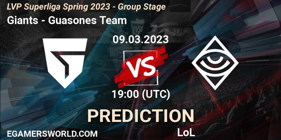 Giants - Guasones Team: ennuste. 09.03.2023 at 19:00, LoL, LVP Superliga Spring 2023 - Group Stage