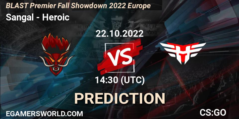 Sangal - Heroic: ennuste. 22.10.2022 at 14:30, Counter-Strike (CS2), BLAST Premier Fall Showdown 2022 Europe