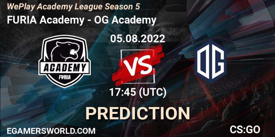 FURIA Academy - OG Academy: ennuste. 05.08.2022 at 17:45, Counter-Strike (CS2), WePlay Academy League Season 5