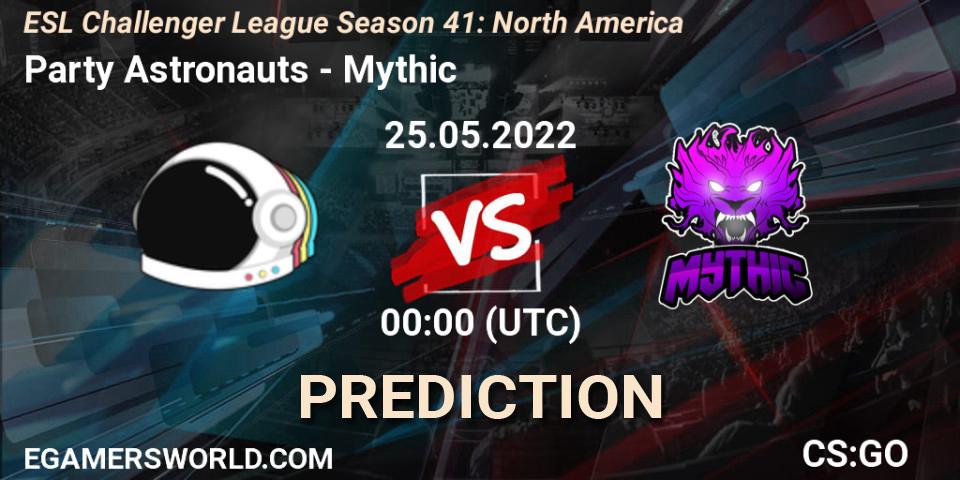 Party Astronauts - Mythic: ennuste. 25.05.2022 at 00:00, Counter-Strike (CS2), ESL Challenger League Season 41: North America