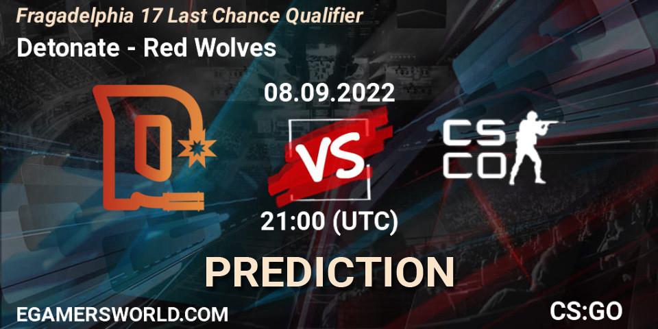 Detonate - Red Wolves: ennuste. 08.09.2022 at 21:15, Counter-Strike (CS2), Fragadelphia 17 Last Chance Qualifier