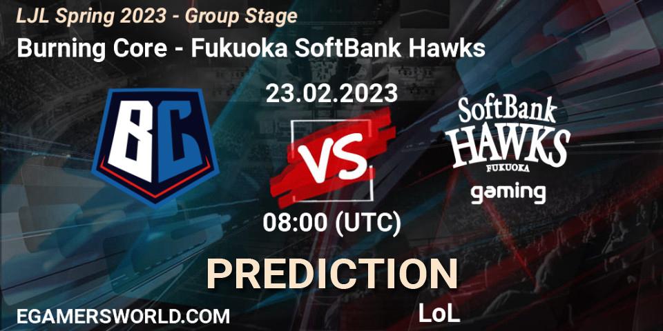 Burning Core - Fukuoka SoftBank Hawks: ennuste. 23.02.2023 at 08:00, LoL, LJL Spring 2023 - Group Stage