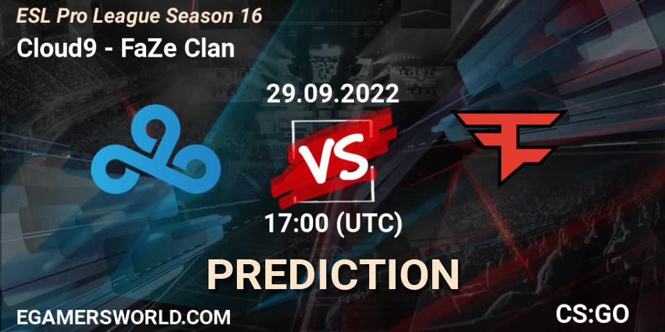 Cloud9 - FaZe Clan: ennuste. 29.09.22, CS2 (CS:GO), ESL Pro League Season 16