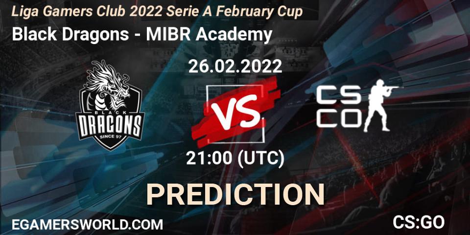 Black Dragons - MIBR Academy: ennuste. 26.02.2022 at 21:00, Counter-Strike (CS2), Liga Gamers Club 2022 Serie A February Cup