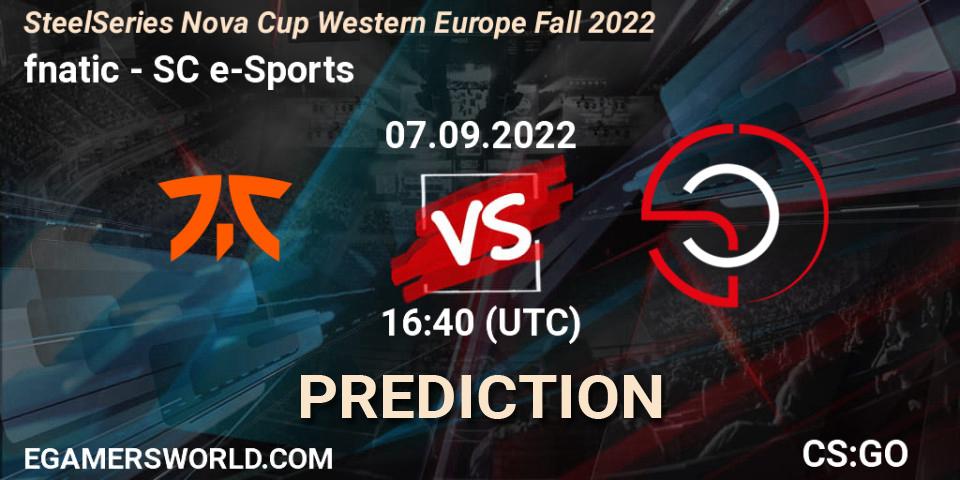 fnatic - SC e-Sports: ennuste. 07.09.2022 at 16:40, Counter-Strike (CS2), SteelSeries Nova Cup Western Europe Fall 2022