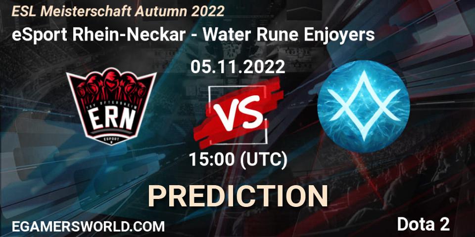 eSport Rhein-Neckar - Water Rune Enjoyers: ennuste. 05.11.2022 at 14:02, Dota 2, ESL Meisterschaft Autumn 2022