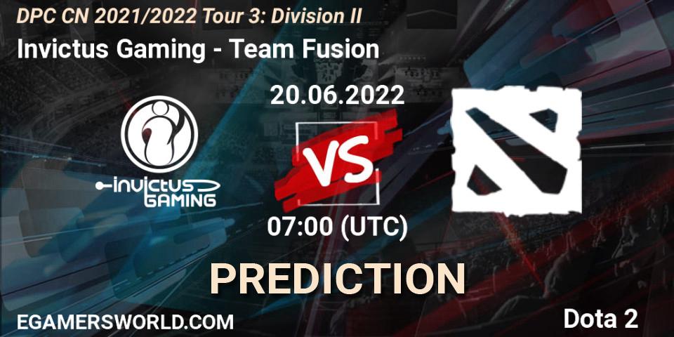 Invictus Gaming - Team Fusion: ennuste. 20.06.2022 at 07:12, Dota 2, DPC CN 2021/2022 Tour 3: Division II